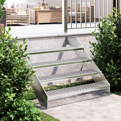 Vidaxl Escalier En Caillebotis 100x24x7 Cm Acier Galvanisé
