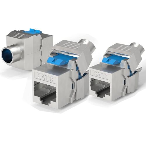 3 x CAT 8 Keystone Jack Module-RJ45 Female Keystone Jack Plug Toolless Fully Shielded 40Gbps/2000MHz-RJ45 Keystone Coupler for CAT 8 CAT7 CAT6 CAT5 Patch Panel