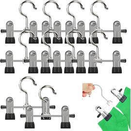 20 Cintres à Pinces En Bois Pour Pantalons Jupes Vêtements 13x33cm - RealGruccia Finition Brillante - Clips Réglables Peu Encombrantes Et Crochet Pivotant à 360° En Métal Résistant