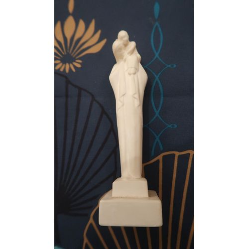 statuette Vierge à l'enfant en gypse (albâtre?) blanc-crème