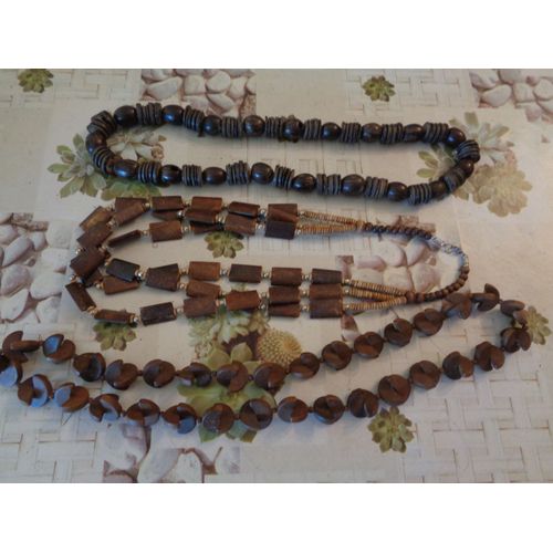 Lot De 3 Colliers En Bois Style Bohème