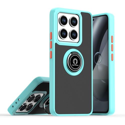 Coque Pour Xiaomi 14t 5g, Etui Téléphone Antichoc Avec Anneau De Support, Hard Pc Et Tpu Bumper Mat Translucide Case Cover - Bleu Ciel[Hou996259]