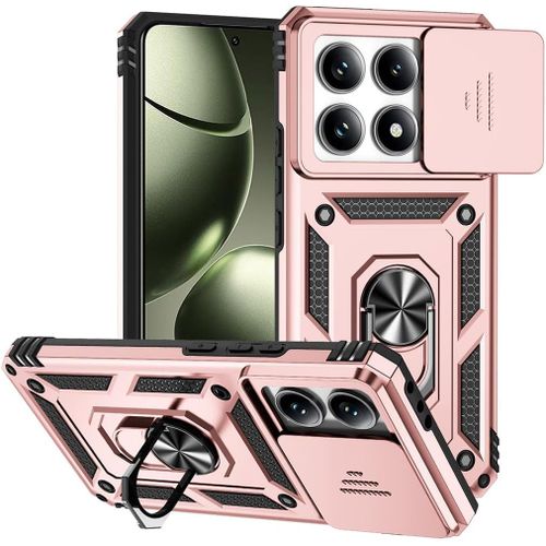 Coque Pour Xiaomi 14t 5g[Protection De La Caméra] Etui Avec 360 Degrés Rotation Bague, Renforcée Bumper Tpu + Pc Silicone Antichoc Armure Housse - Or Rose[Hou994259]