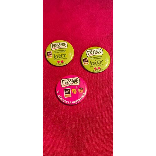 3 Badges Neufs Pressade Bio Du Tour De France