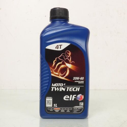Huile 1l Elf Moto 4 Twin Tech 20w-60 Pour Moto Bi-Cylindre 4t 213944 20w60
