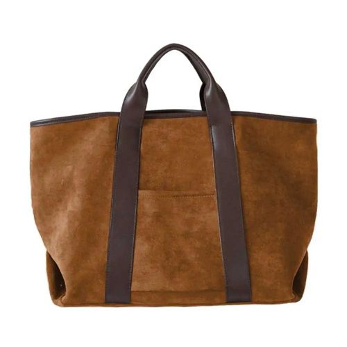 Sac Fourre-Tout En Daim Pour Femme, Sac De Travail Vintage, Sac À Poignée Supérieure, Sac En Daim De Grande Capacité, Sac Cartable Initié En Similicuir..Brown