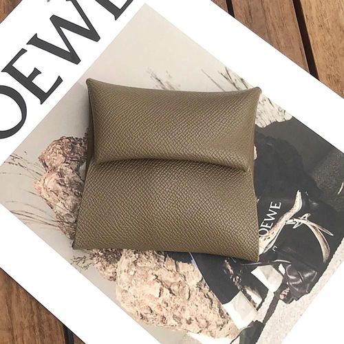 Porte-Monnaie En Cuir Véritable Pour Femmes Et Hommes, Design De Luxe, Possède Un Sac Pour Cartes De Crédit, Des Lettres Personnalisées, Des Poudres D'Argent Solides, Un Mini Porte.Dark Khaki.