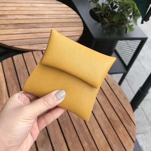 Porte-Monnaie En Cuir Véritable Pour Femmes Et Hommes, Design De Luxe, Possède Un Sac Pour Cartes De Crédit, Des Lettres Personnalisées, Des Poudres D'Argent Solides, Un Mini Porte.Yellow.