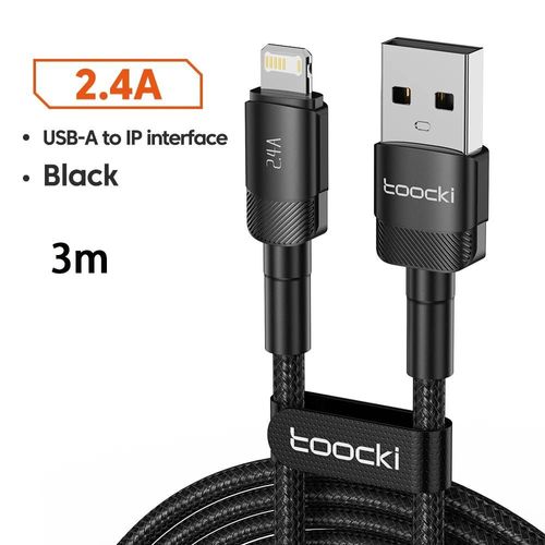 Toocki Câble Usb Iphone 2pack Chargeur De Charge Rapide En Aluminium Câble Usb Vers Ip Pour Iphone 14 13 12 Pro Max X 8 Plus Cordon De Données Ipad.3m Black.