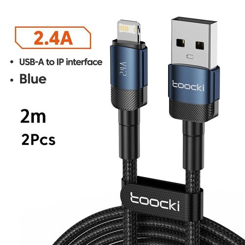 Toocki Câble Usb Iphone 2pack Chargeur De Charge Rapide En Aluminium Câble Usb Vers Ip Pour Iphone 14 13 12 Pro Max X 8 Plus Cordon De Données Ipad.2m Blue 2pack.