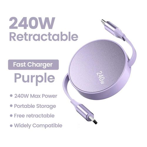 Nnbili 240w Usb C Vers Usb C Câble Pour Iphone 15 Pro Max Cordon De Données De Charge Rapide Câble De Chargeur Usb C Rétractable Pour Ordinateur Portable.Purple.
