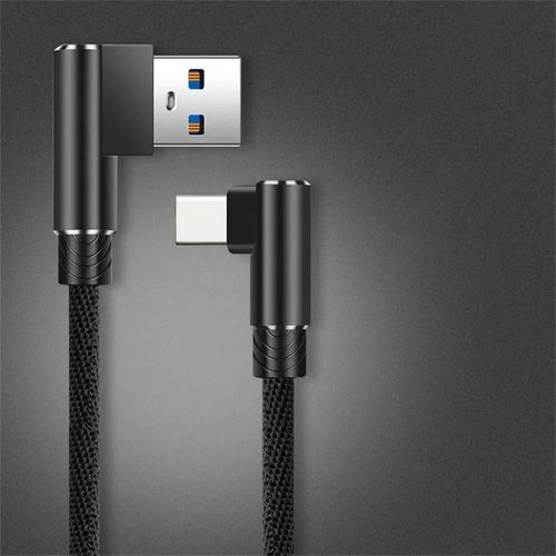40w 5a Usb Vers Type C Charge Rapide Tissage Câble De Données 90 Degrés Câble De Chargeur De Téléphone Pour Iphone Xiaomi Redmi Huawei Fil De Chargement Usb.Black.0.25m