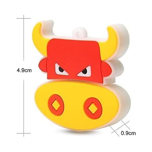 Clé USB 32 Go Motif Taureau Mignon Mémoire Stick USB 2.0 Flash Drive pour Stockage de Données Externe, Jaune Rouge