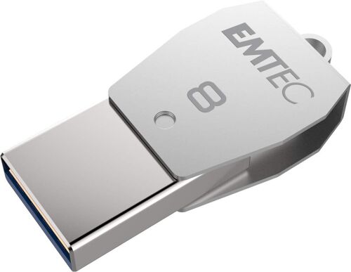 ECMMD8GT252B Clé USB -2.0 Série Dual Collection MobileGo T250B 8 Go 2 en 1 : OTG Dual Double Connectique USB / Micro-USB métal