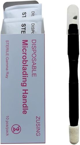 Lot De 10 Stylos À Microblading Jetables Très Aiguisés Avec 14/16/18 Aiguilles De Microblading De 0,2 Mm De Diamètre Avec Pinceau À Pigments Noir