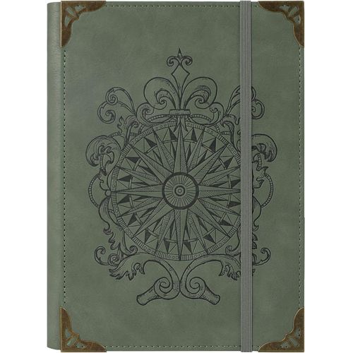 TEPPC-A5 Cahier à 6 Anneaux pour Femmes et Hommes, Journal à Couverture Rigide en Cuir PU, Boussole Vintage Journaux, Cahiers à Lignes pour l'École, Agenda, Voyage, Travail, Organiseur