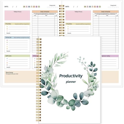 TEPPC-Agenda quotidien TDAH non daté pour adultes, hommes et femmes, organisateur de gestion des tâches pour neurodivergents, couverture rigide de 17,8 x 25,4 cm, feuilles colorées à l'intérieur B5