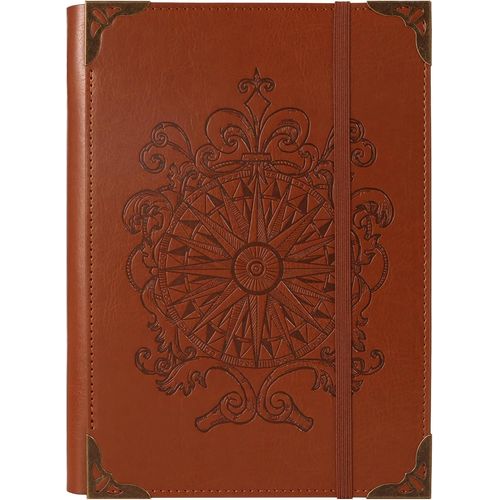 TEPPC-A5 Cahier à 6 Anneaux pour Femmes et Hommes, Journal à Couverture Rigide en Cuir PU, Boussole Vintage Journaux, Cahiers à Lignes pour l'École, Agenda, Voyage, Travail, Organiseur