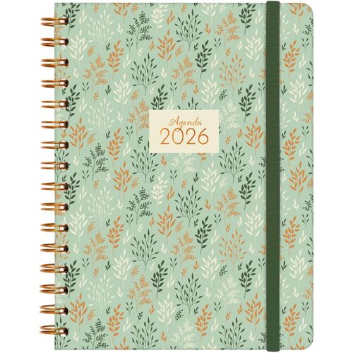 Jexnovashop-Agenda Spirale 2026 Semaine Sur 2 Pages Présentation Verticale | Janvier ¿ Décembre (12 Mois) | Agenda Annuel 2026 Avec Élastique | Double Spirale Couverture Rigide You ¿ Blé ¿ Internatio