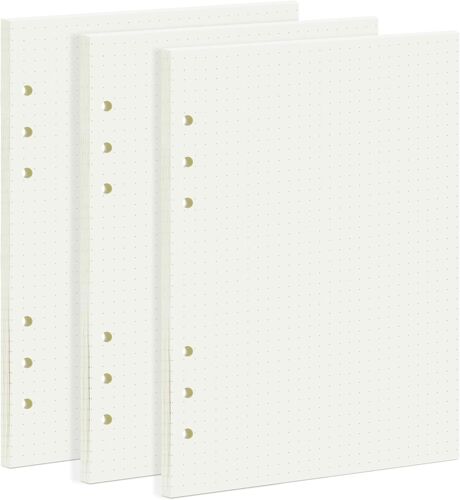 Jexnovashop-135 Feuilles A5 Recharge Papier En Pointillé, Quadrillé 6 Trous Vierge Feuillets Mobiles Pour Agenda Filofax A5 Bullet Carnet Cahier De Voyage