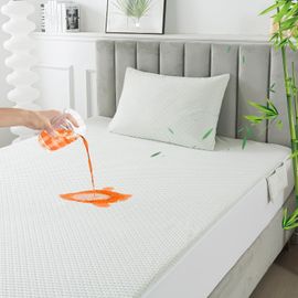 TEPPC-- Protege Matelas 90x190 Fibre de Bambou, 100% Imperméable, Protection Matelas Drap House Bonnet 30cm Ultra Douce Couvre Matelas Parfaitement, Hypoallergénique Anti-Acarien