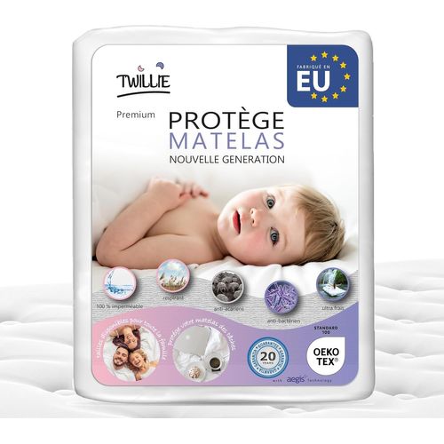 TEPPC-\u2013 Protège Matelas 70 x 140 cm Imperméable et Respirant - Alèse Qualité Supérieure Certifié Oeko-TEX® - Aegis® - Hypoallergénique - Anti Acarien, Bactérien,\u2013 Housse Matelas 100% Polyco