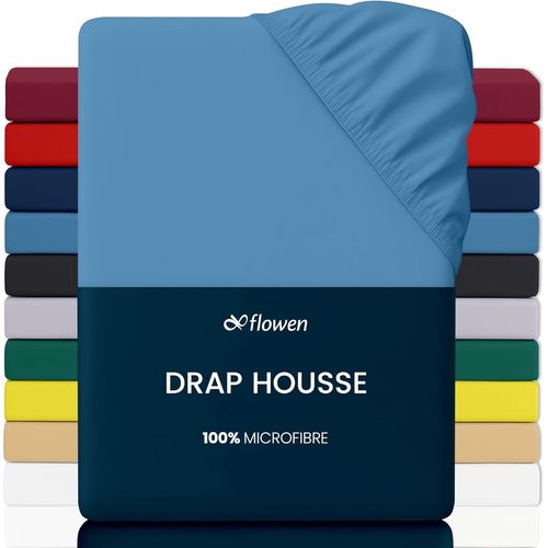 TEPPC-Drap Housse 90x190 cm en Microfibre Bleu Marine avec Coins Élastiqués pour Matelas de 30 cm Haut Tissu Anti-Acarien Hypoallergénique De Haute Qualité Doux et Durable Lavable en Machine