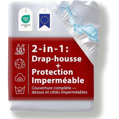 Teppc-Protège-Matelas Imperméable 160 X 200 - Coton, Alèse Respirante, Certifié Oeko-Tex, Anti-Allergie, Anti-Acariens, Drap-Housse, Silencieux, Sans Froissement