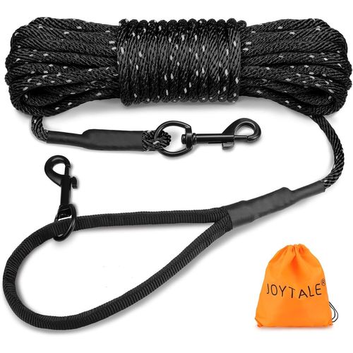 Longe Pour Chien 10m, Réfléchissant Long Laisse Chien Avec 2 Mousquetons, Longue Corde Chien Pour Petits Chiens Et Chiots, Noir