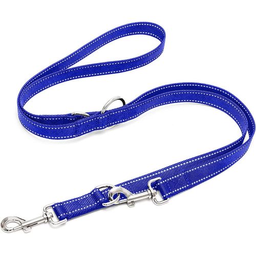 Teppc-Laisse Chien Réglable 3 Niveaux - Noir/Réfléchissante - Double, 2m, Pour Chiot - Convient Pour Grand Ou Petit Chien En Longue Laisse