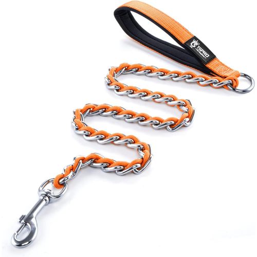 Teppc-Laisse Pour Chien En Métal Acier Inoxydable Laisse Chien Avec Poignée Souple Robuste Laisse De Dressage Pour Chien Pour Chiens De Taille Moyenne, Pour Grands Chiens (4mm, 100cm, Orange)