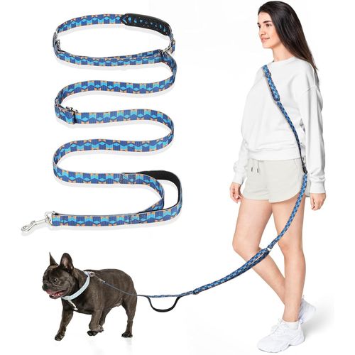 Chicslick-Laisse Mains Libres Pour Chien Avec Poignée En Éponge, 8,5ft Laisse Polyvalente Avec 3 Anneaux Pour Jogging, Laisse Chien De Course Facile À Ajuster Pour Chiots Petits, Géométrique[X1851]