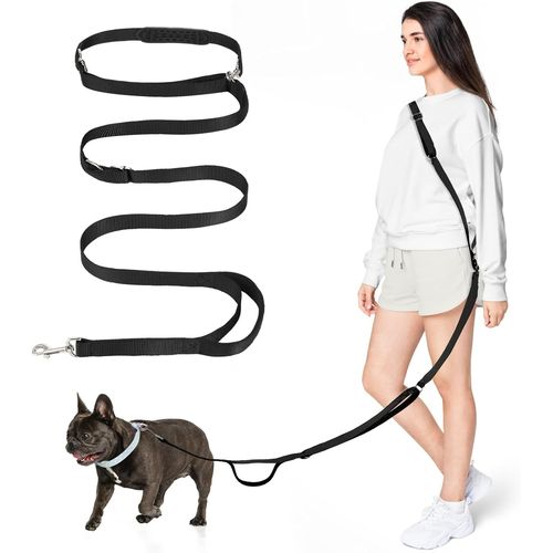Teppc-Laisse Mains Libres Pour Chien Avec Poignée En Éponge, 8,5ft Laisse Polyvalente Avec 3 Anneaux Pour Jogging, Laisse Chien De Course Facile À Ajuster Pour Chiots Petits & Moyens Chiens, Noir