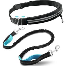 Teppc-Laisse Canicross Chien Main Libre Avec Sangle Ventrale, Jogging Chien Avec Double Poignées, Pour Sport Course À Pied, Running Et Marche De Grande Et Moyenne Taille