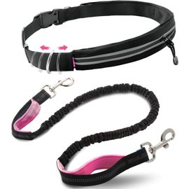 Teppc-Laisse Canicross Chien Main Libre Avec Sangle Ventrale, Jogging Chien Avec Double Poignées, Pour Sport Course À Pied, Running Et Marche De Grande Et Moyenne Taille