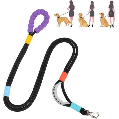 Teppc-Longe Pour Chien Laisse Chien Corde En Nylon Avec Souples Poignée Rembourrée Et Mousqueton Verrouillable Pour Chiots Et Petits Moyens Et Grands Chiens 1.5 M (Noir)
