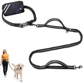 Teppc-Laisse Canicross Chien, Avec Sac Camouflage, Laisse Mains Libres Chien, Ceinture Canicross Jusqu'à Absorption De Choc, Confortable, Couture Réfléchissante, Idéal Pour Course À Pied, Jogging Et