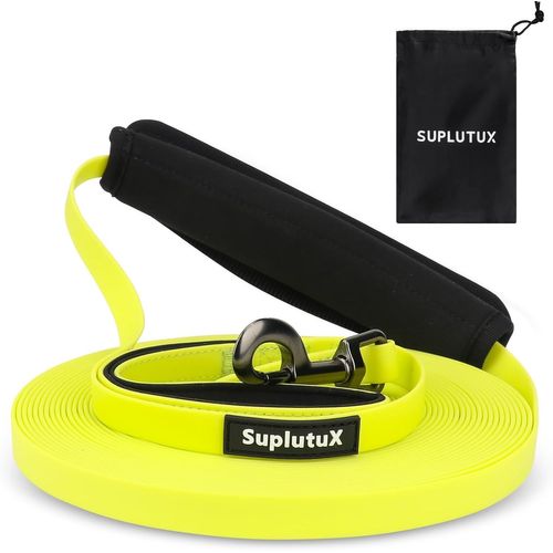 Longe Pour Chien 10m, Laisse Chien Avec Deux Poignées, Sac De Rangement Longue Corde, Laisses De Dressage Pour Chiens Solide, Laisse Pour Chiot/Gros/Petit (Jaune-Vert 01, 5m)