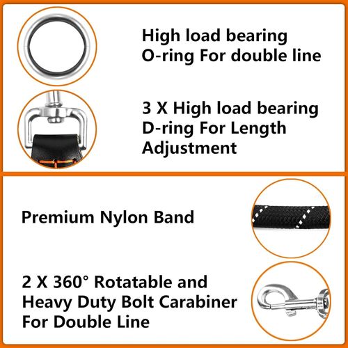 Laisse Double Pour 2 Chiens, Laisse De Dressage Pour Chien Laisse Chien 3m Laisse Chien Réfléchissante Laisse Multiposition Chien Laisse Pour Chien Laisse Chien Reglable Pour Chiens 14mm