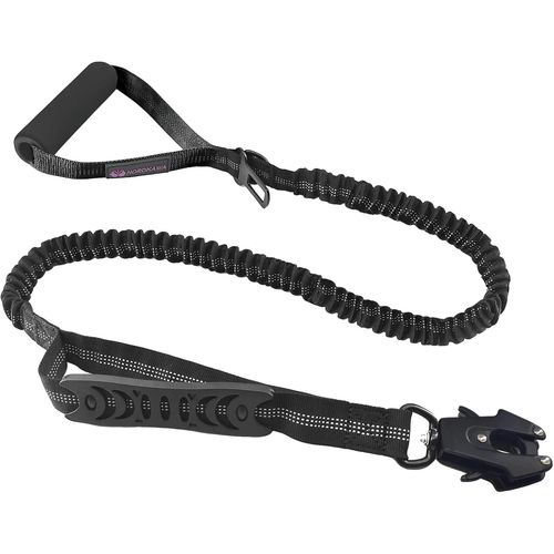 Teppc-Laisse Chien, Tactique Laisse Pour Chien Avec Clip Grenouille, Réfléchissante Longe Pour Chien Avec 2 Poignées De Contrôle, Absorbant Les Chocs Laisse Chien Pour Grand Moyen Petit Chiens (Noir)