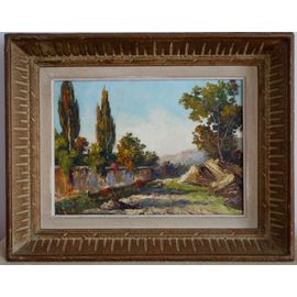 Peinture Huile Sur Toile - Tableau Paysage Corse - Vintage Français - Signée A.Roux