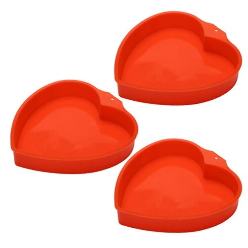 Lot De 3 Moules À Gâteaux En Silicone En Forme De Coeur, Antiadhésifs, 20 Cm, Pour La Saint-Valentin Et Les Occasions Spéciales