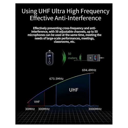 Ensemble de microphones Plug-Play sans fil M50 UHF à double système dynamique anti-hurlement, récepteur rechargeable