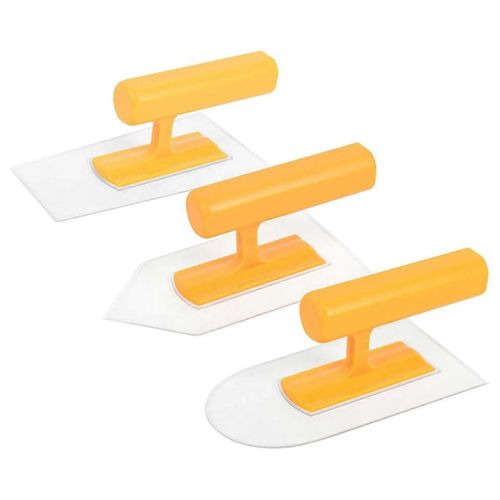 Kit de truelle en plastique, truelles de finition rondes, carrées et à pointe, 3 pièces, petites et légères, pour finition