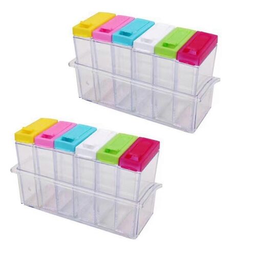 Ensemble De Pots D'assaisonnement Pour Sel Et Poivre, Bouteille D'assaisonnement Avec Couvercle Coloré, Récipient De Rangement Pour Bouteilles D'assaisonnement De Cuisine
