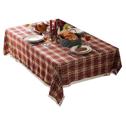 Nappe De Noël Linge De Table Décoration Boule De Poils Tapis De Table À Manger Occidental Coton, Lin Et Neige