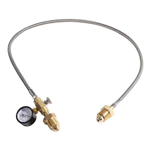Tuyau de raccordement tressé en acier inoxydable pour azote et hélium, 36 pouces, raccord CGA540 avec manomètre