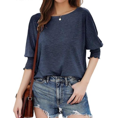 Tunique Décontractée À Col Ras Du Cou Pour Femme, Bleu Foncé, Taille Xl