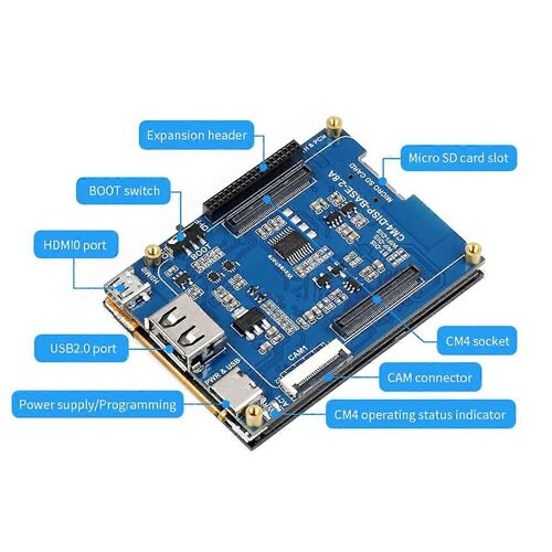 Carte d'extension CM4 avec écran tactile 2,8 pouces, kit HAT USB HUB pour module de calcul RPI 4 Lite EMMC
