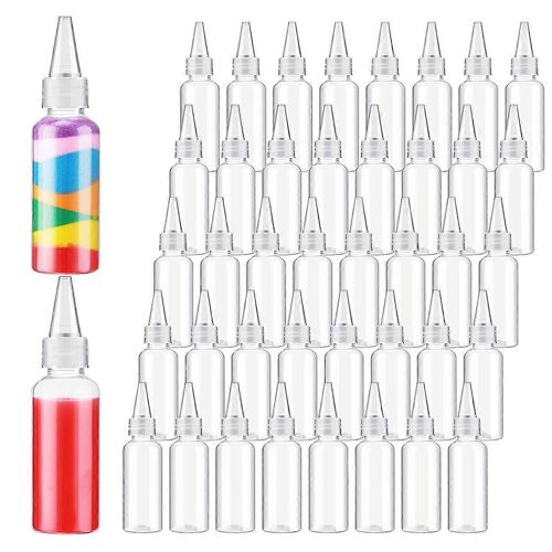 Bouteilles compressibles en plastique de 1,7 oz pour l'artisanat de peinture Fournitures d'art de sable vide avec bouchons supérieurs étanches Bouteilles d'écrivain 50 pcs